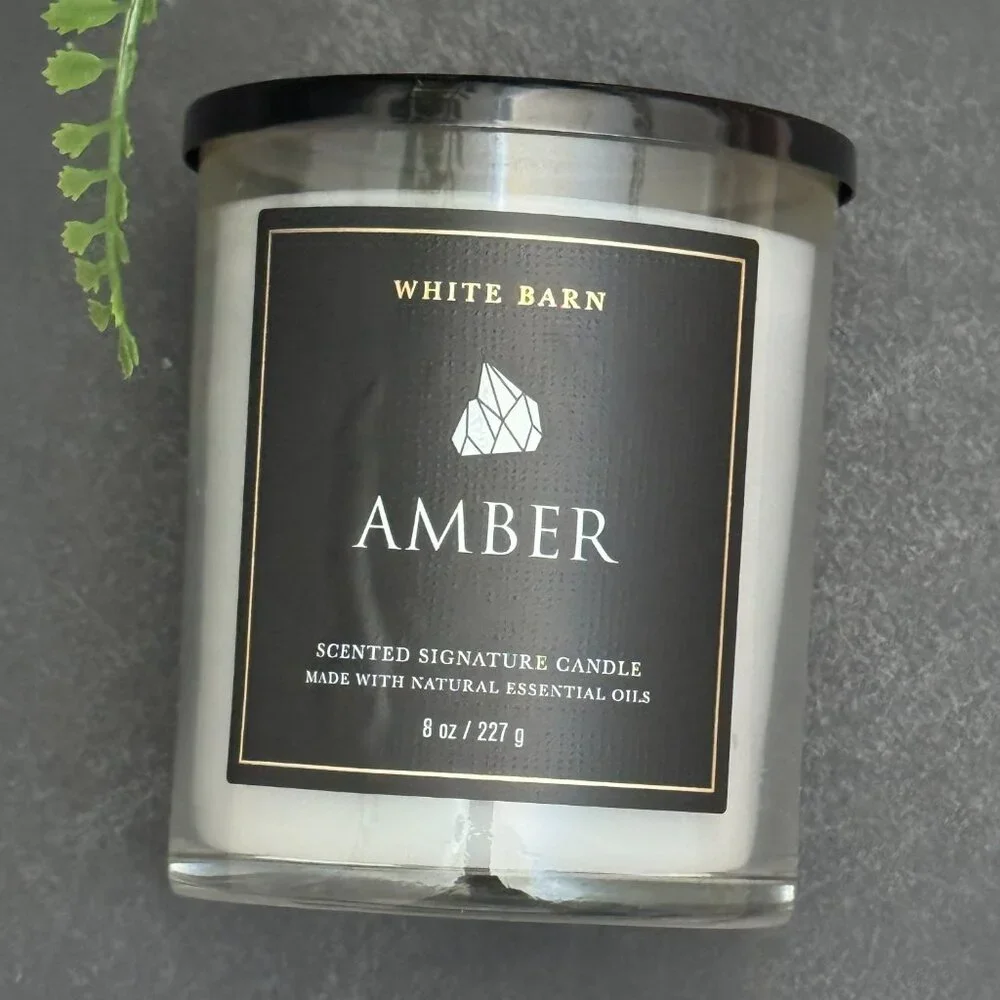 BBW Amber White Barn Bath & Body Works Single Wick Candle - Picture 5 of 10